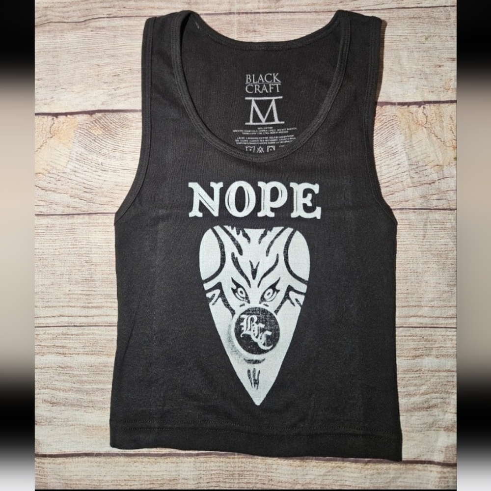 Blackcraft Cult Nope Planchette Gothic Slim Fit Cropped Tank Top - Picture 2 of 7